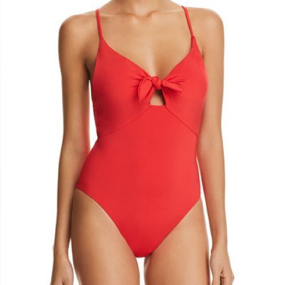 Trina Turk Getaway high leg one piece swimsuit red